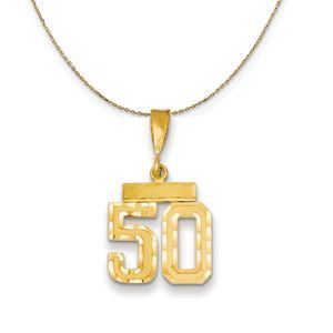 14k Yellow Gold, Varsity, Sm D/C Necklace Number 50 - 16 Inch